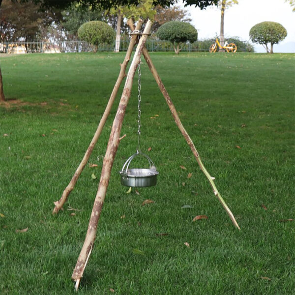New Stainless Steel Picnic Tripod Outdoor Camping Portable Triangular Pot Hanging Bracket Rack Branch Multi-functional Hook Ring