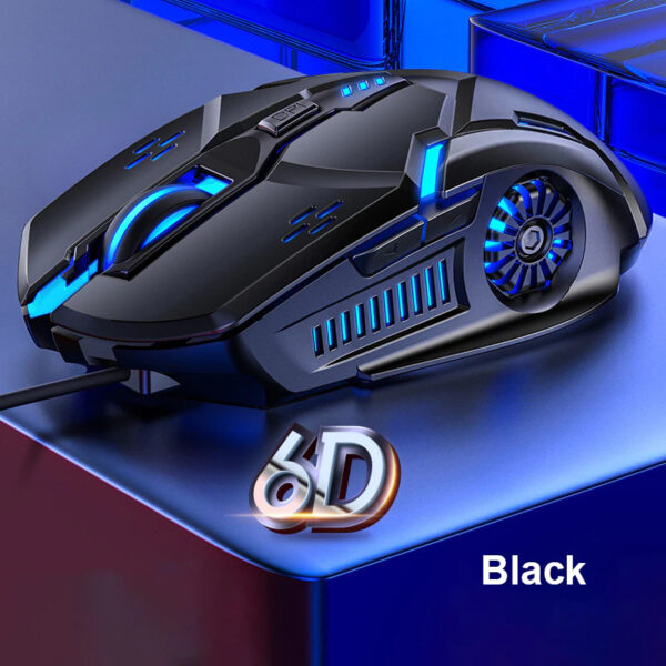 Gaming Mouse 6 Button 7 Color Backlight USB Wired Silent Mouse 4-Speed