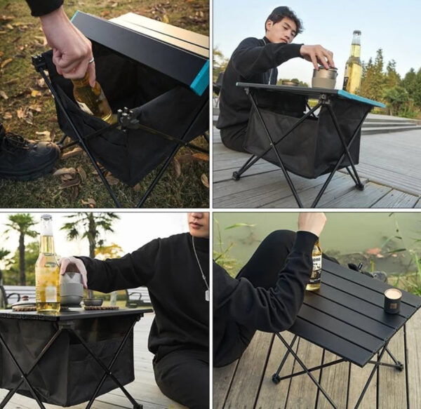 Outdoor aluminum alloy camping picnic portable small table car drive tour folding table booth table - Image 4