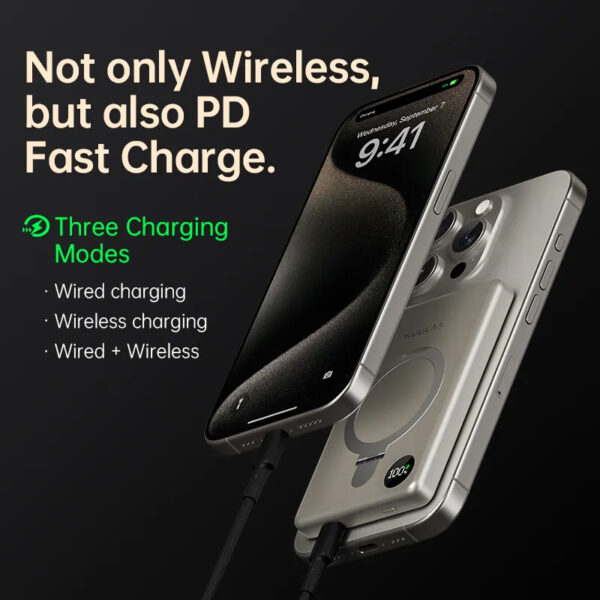 10000mah Wireless Magnetic Power Bank with hold and LED - Image 6